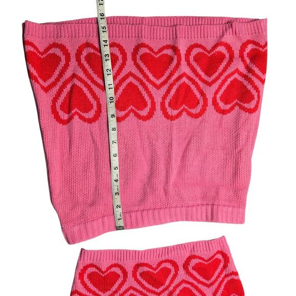 Sugar Thrillz Knit Heart Pink Skirt Set Size: M/L - Picture 9 of 9